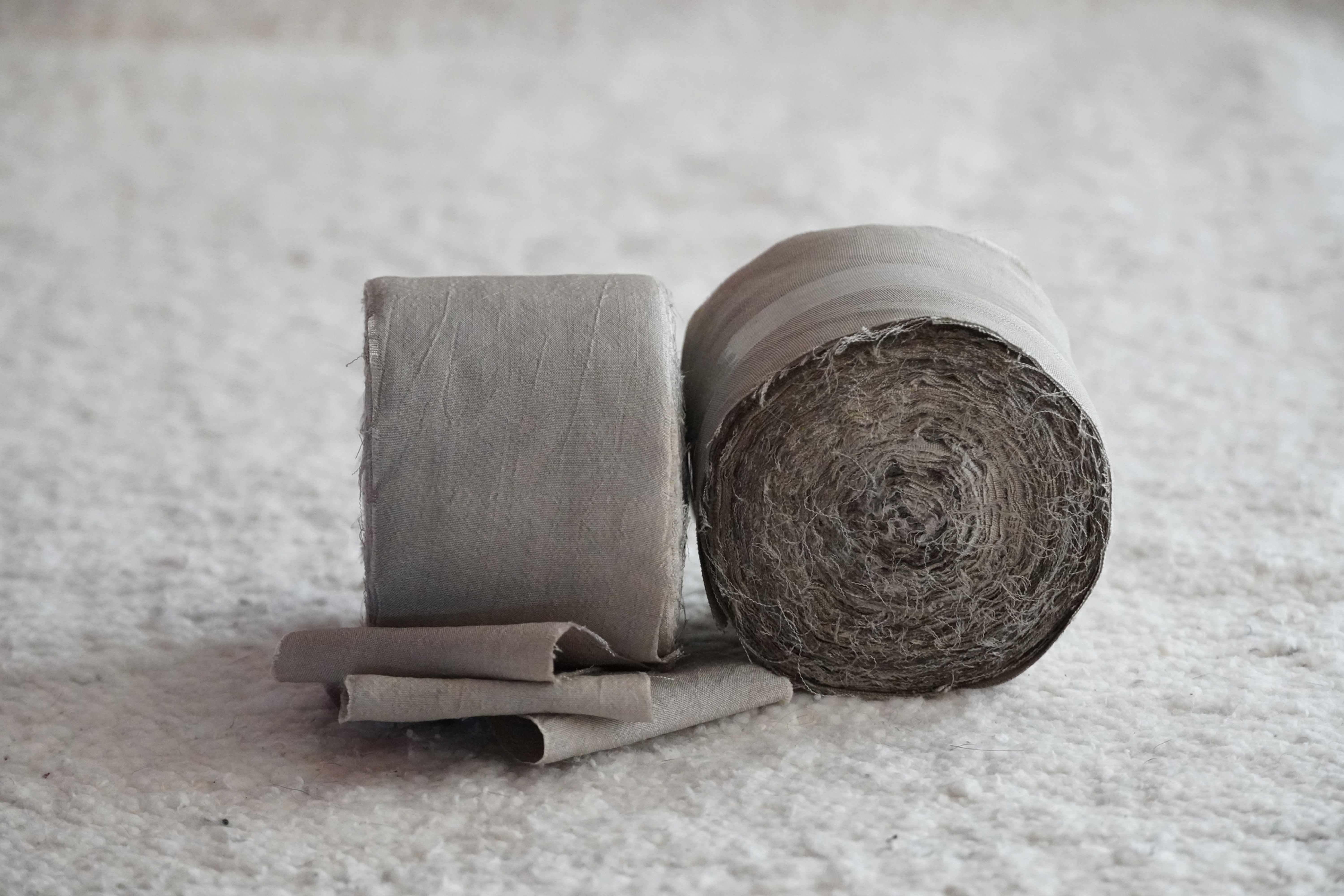 Recycled Sari Silk Ribbon - Sesame