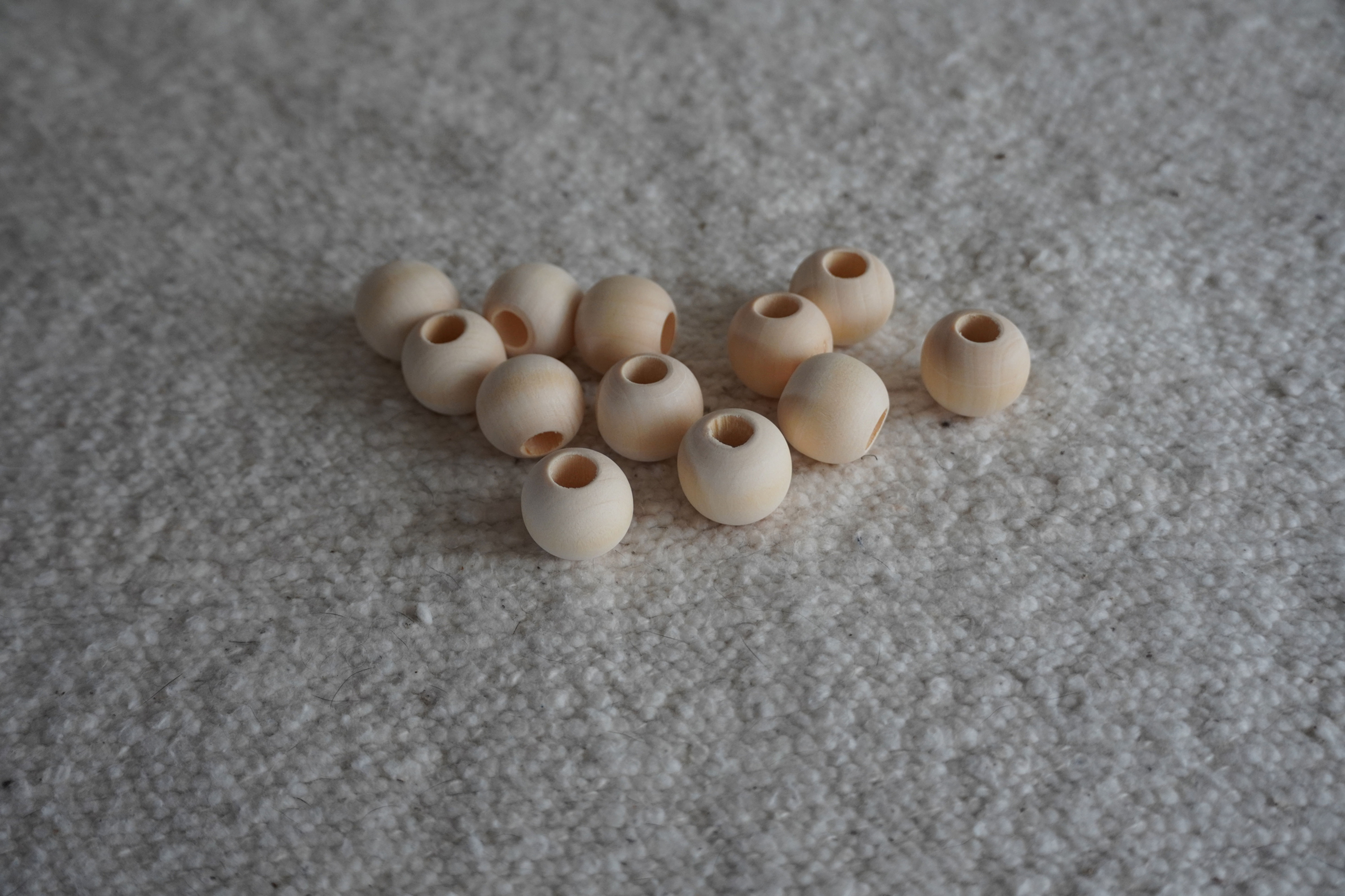 Wooden Beads - 12pk  25mm/30mm -10mm hole