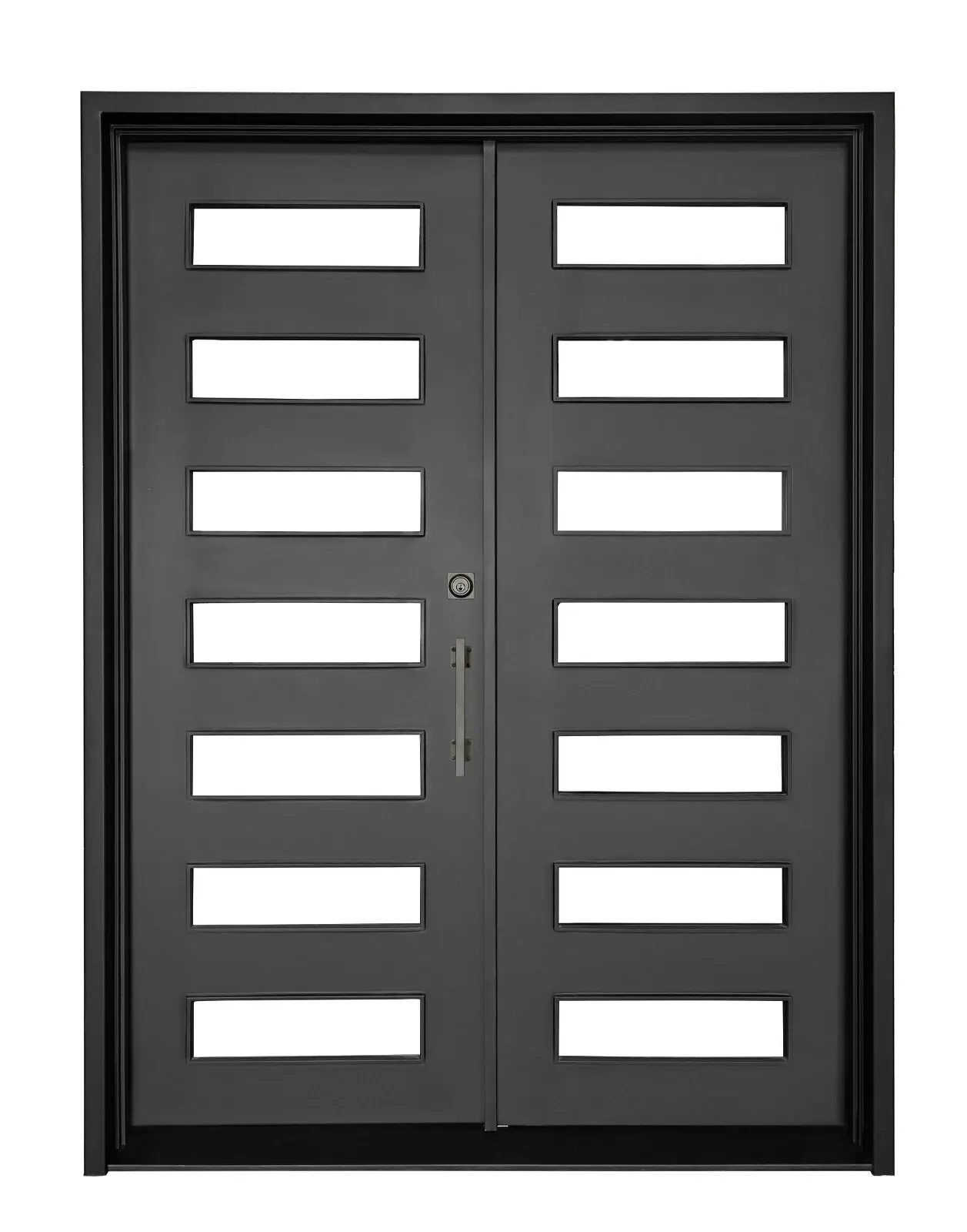 Wrought Iron Double Door 72" x 96" - 7 Light Modern Contemporary