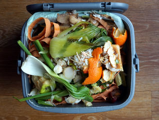 Food in a household trash can