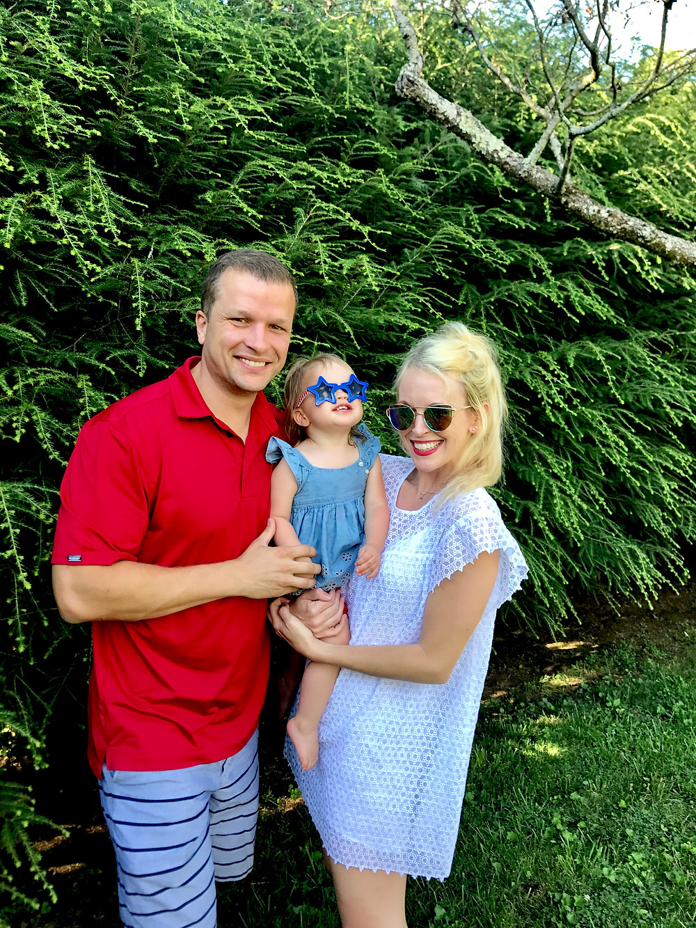 Williams family in red white blue outfits for fourth of July