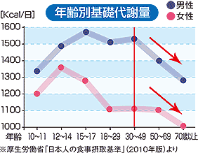 多摩市多摩センターの整体院からだやの基礎代謝表