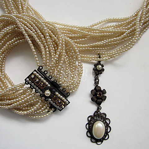 Antique Baby Pearl Multi-Strand Necklace and Bracelet