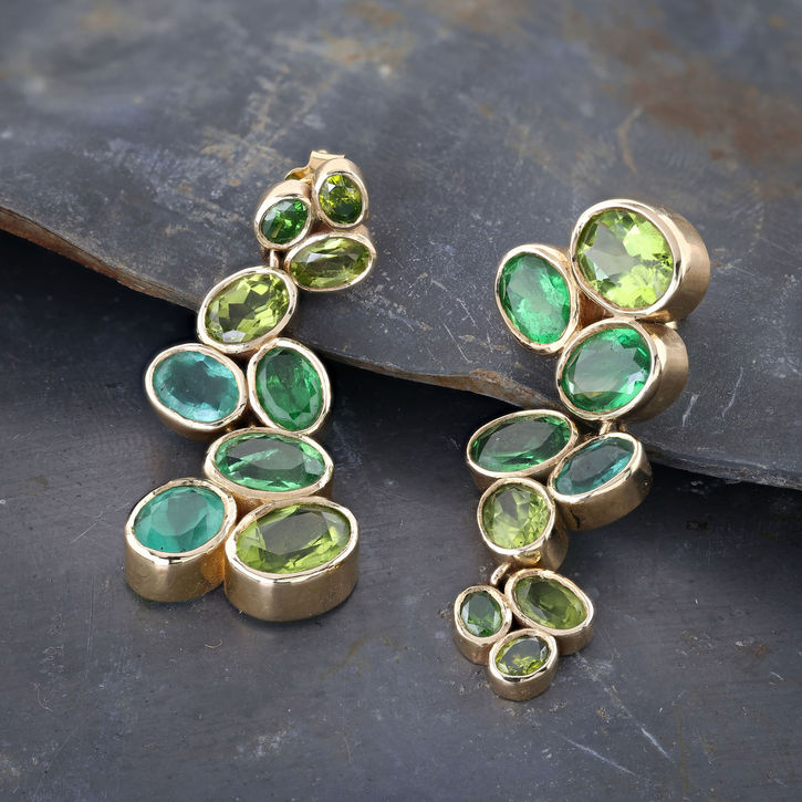 Green Gemstone Earrings by Edmund Dickinson