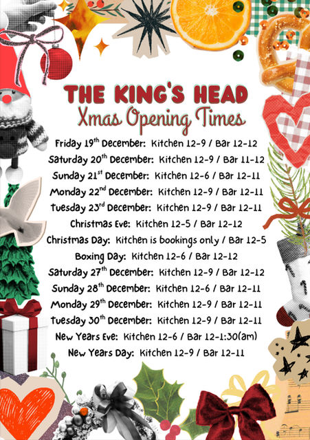 King's Head Lewes Festive Opening Times