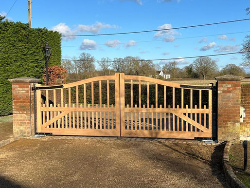 Classic timber driveway gate designs at a rural Kent property, fitted by professional contractors