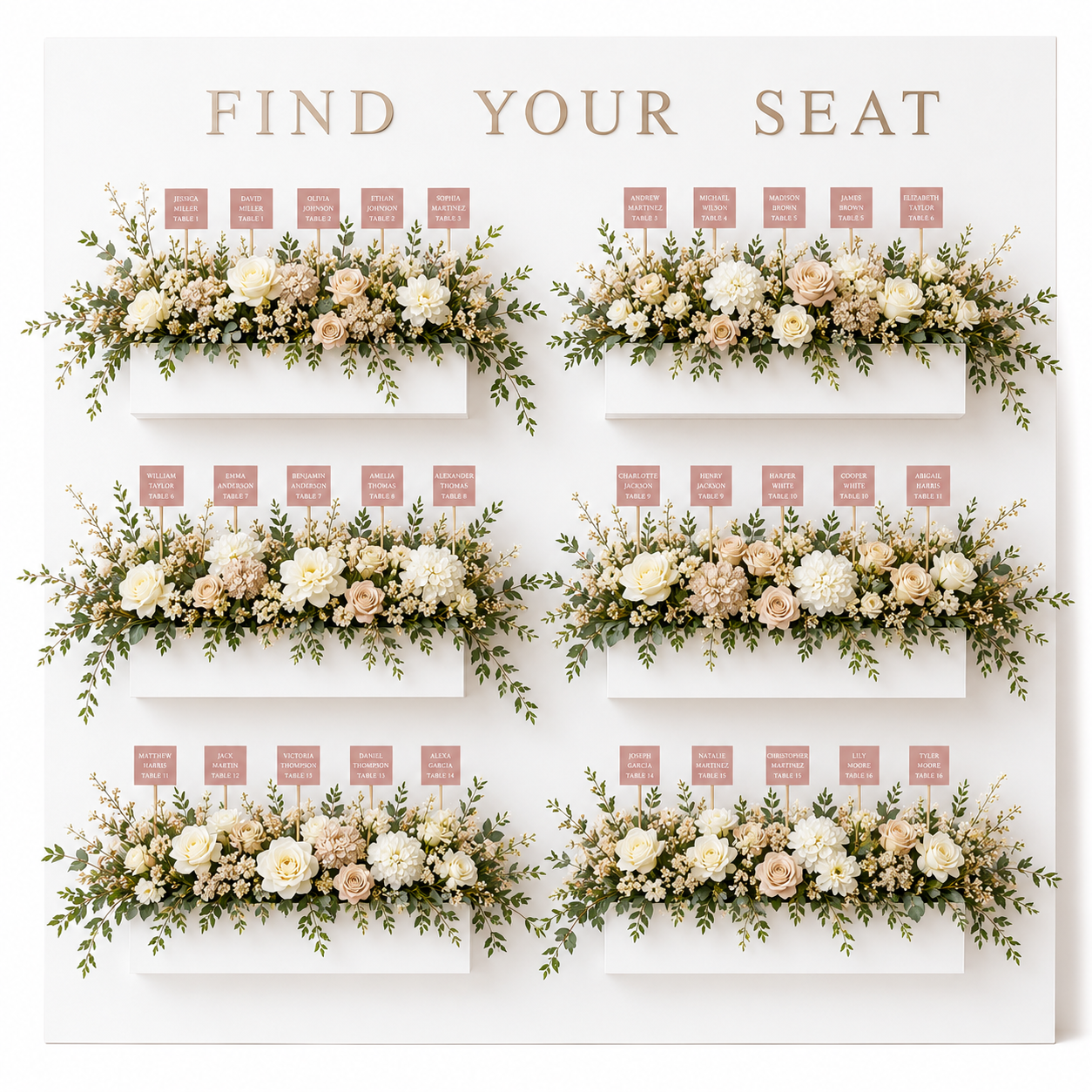 Large Planter Wall Seating Chart 8ft by 8ft