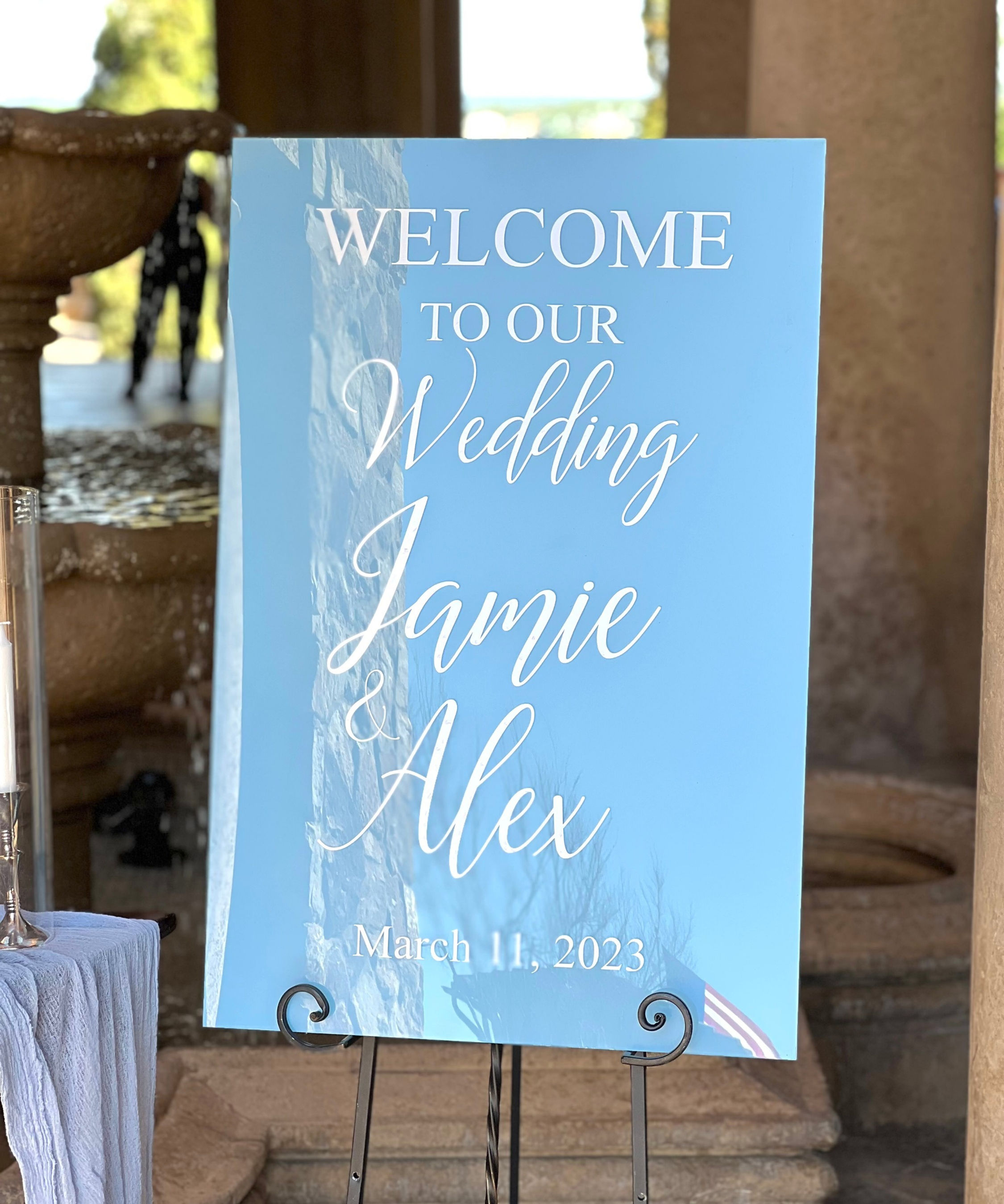 Dusty Blue Acrylic Welcome Sign Slab