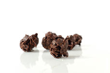 Healthy dark chocolate cornflake clusters, vegan, sugar-free and gluten-free snack