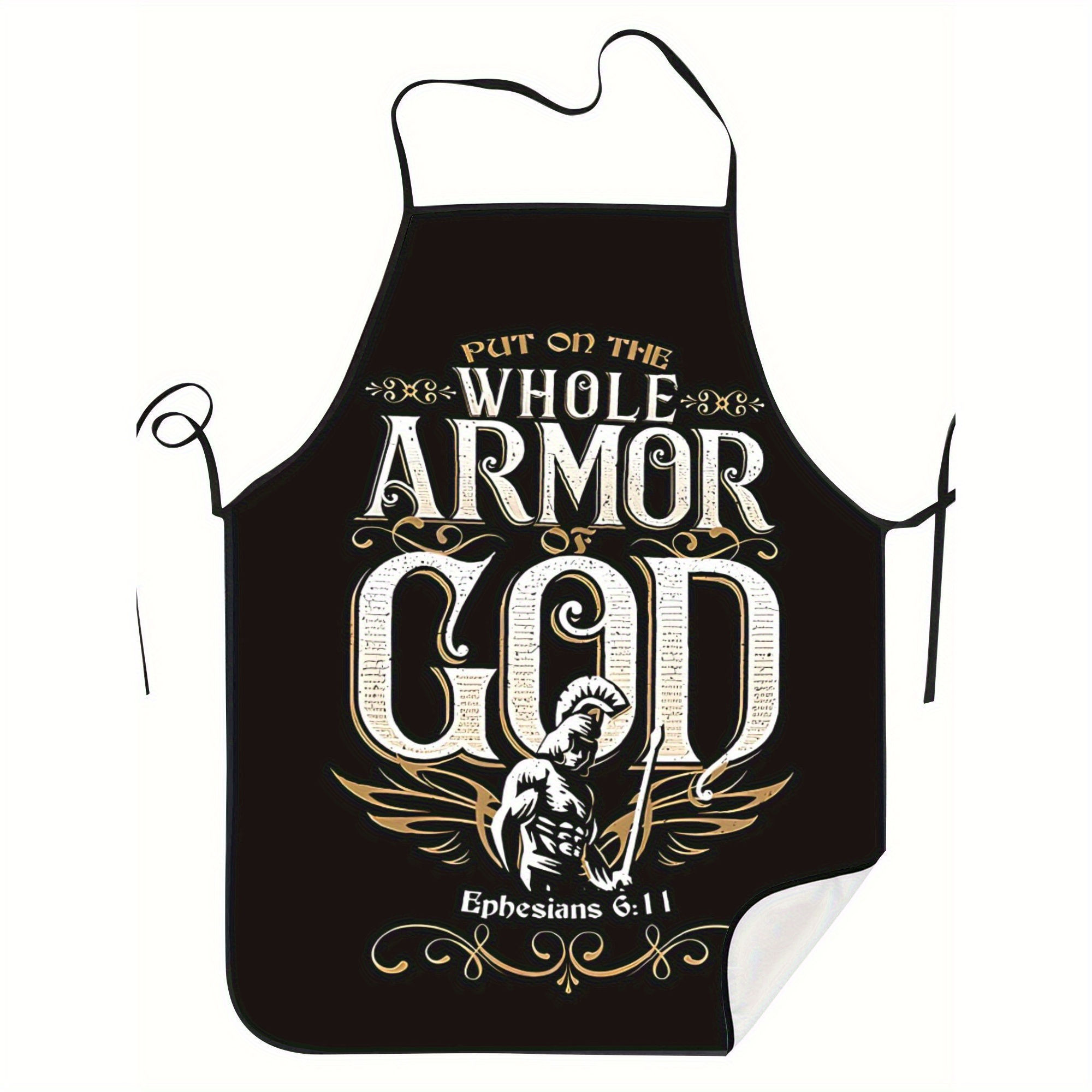 1pc BIHHUDU God's Shield Apron - Vintage Christian Design Featuring Ephesians 6: