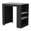 Thumbnail: Kitchen Island with Three Side Shelves Doyle, Black / Ibiza Marble