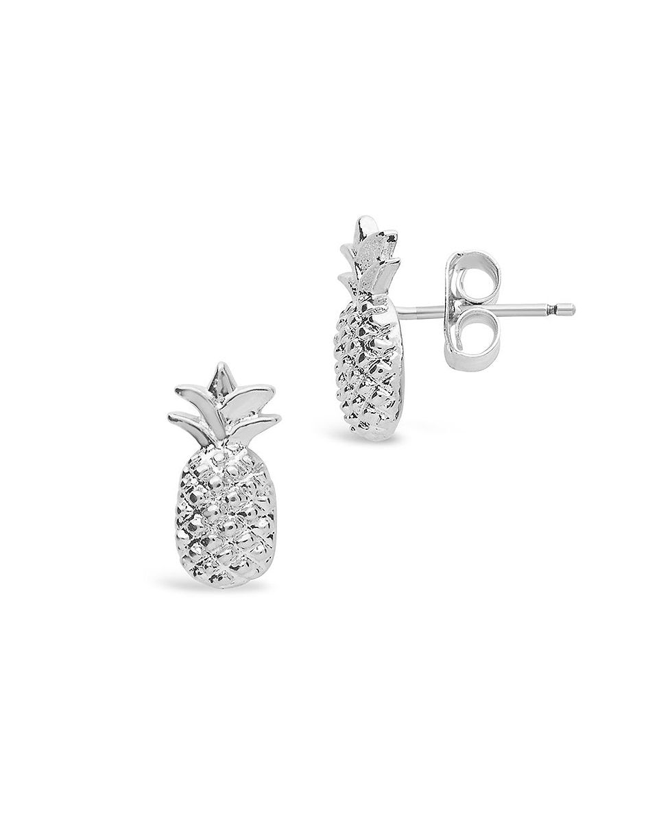 Thumbnail: Sterling Silver Pineapple Stud Earrings by Sterling Forever