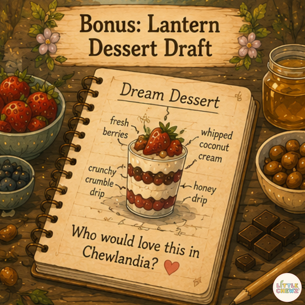 A book with a design of a dessert for Chewlandia