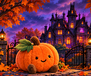 Plush Pumpkin at a Haunted Mansion.png