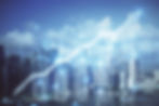 Forex chart on cityscape with skyscrapers wallpaper multi exposure. Financial research con