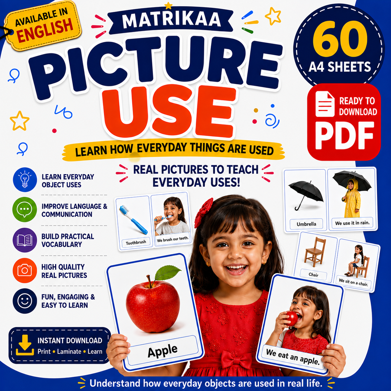 60 English Topic of Picture Use Flashcards Activity Pack