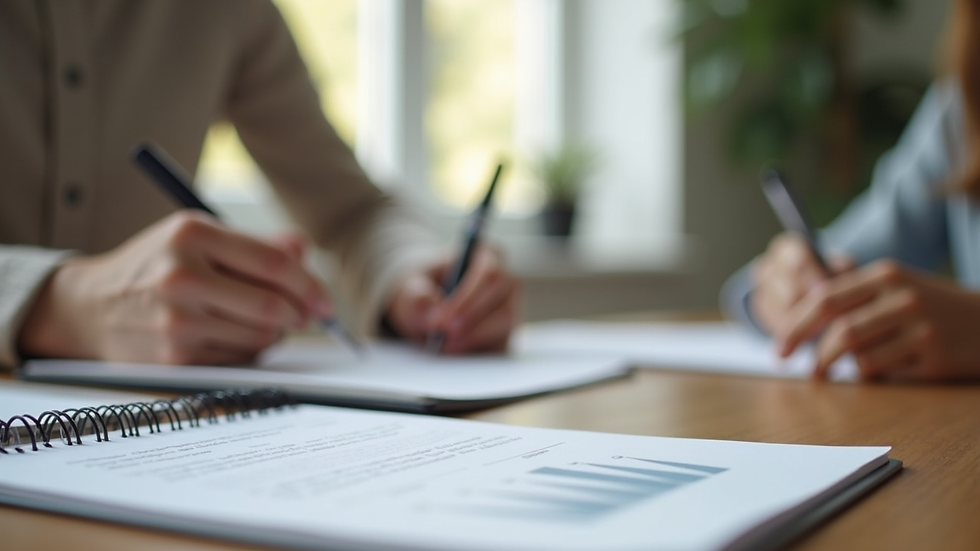 Close-up view of therapy materials and notes on a table during a home visit