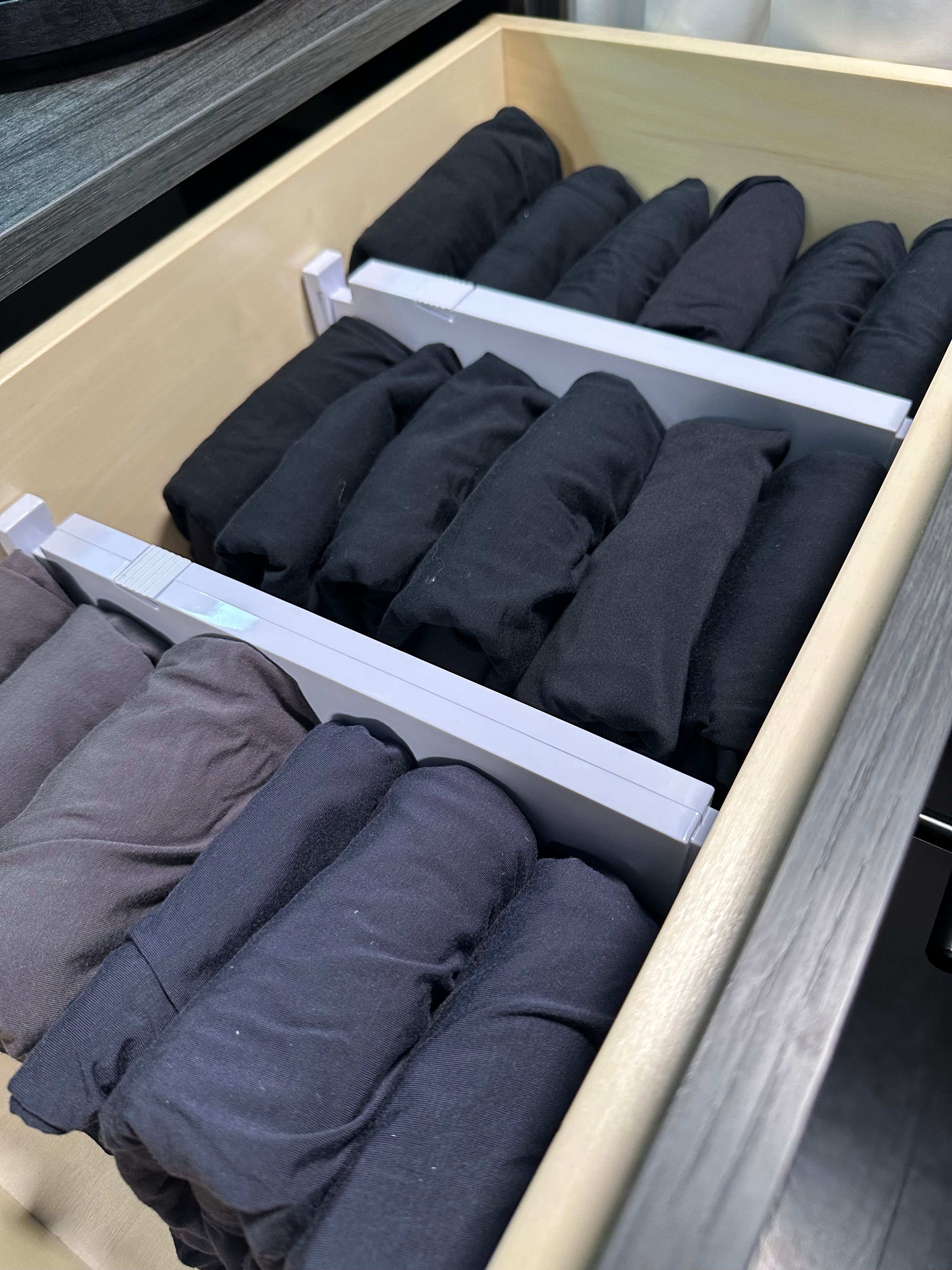 Drawer organization with file-folded clothing, Marlboro NJ