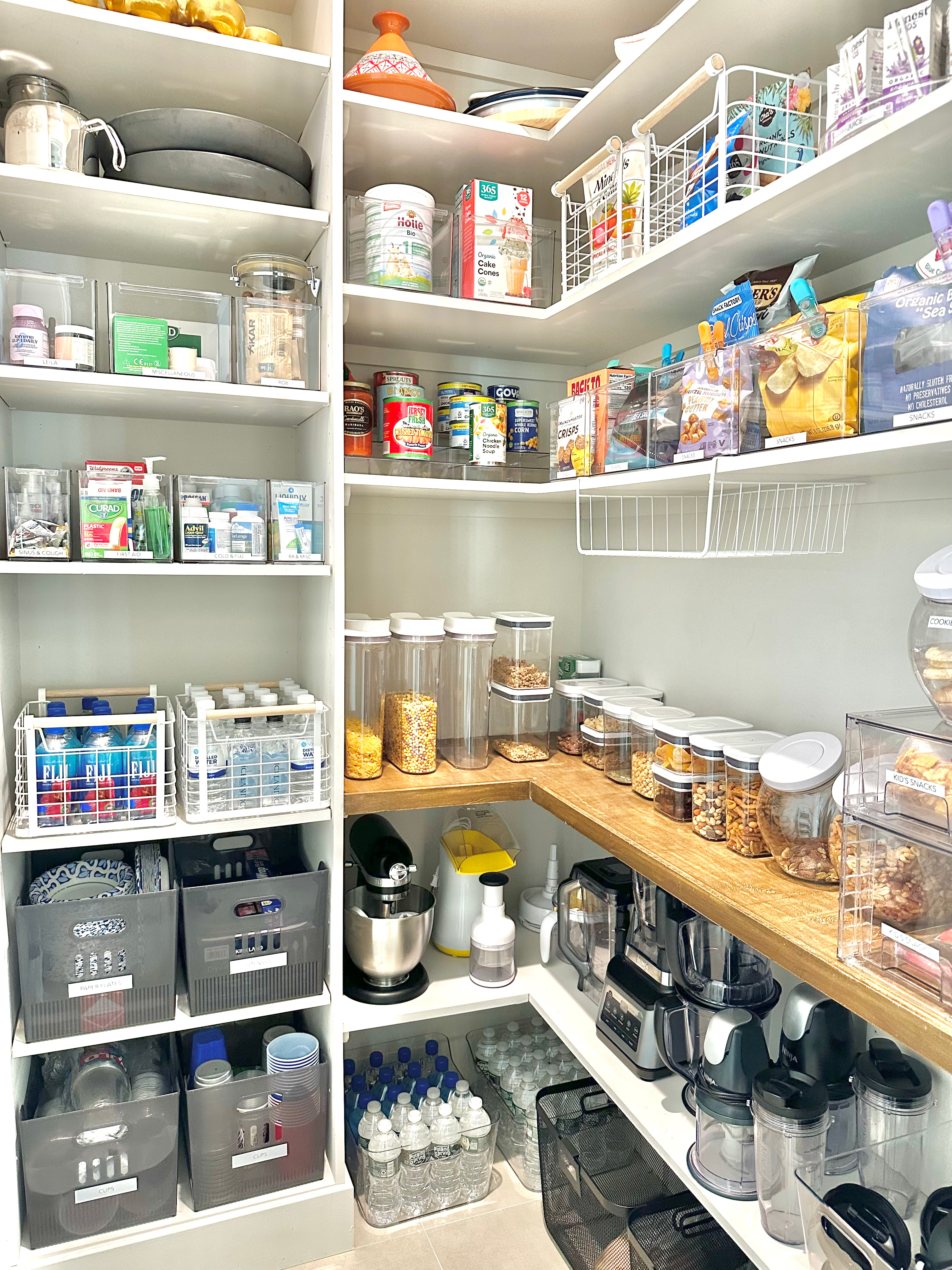Pantry organized with labeled bins in a Colts Neck NJ home