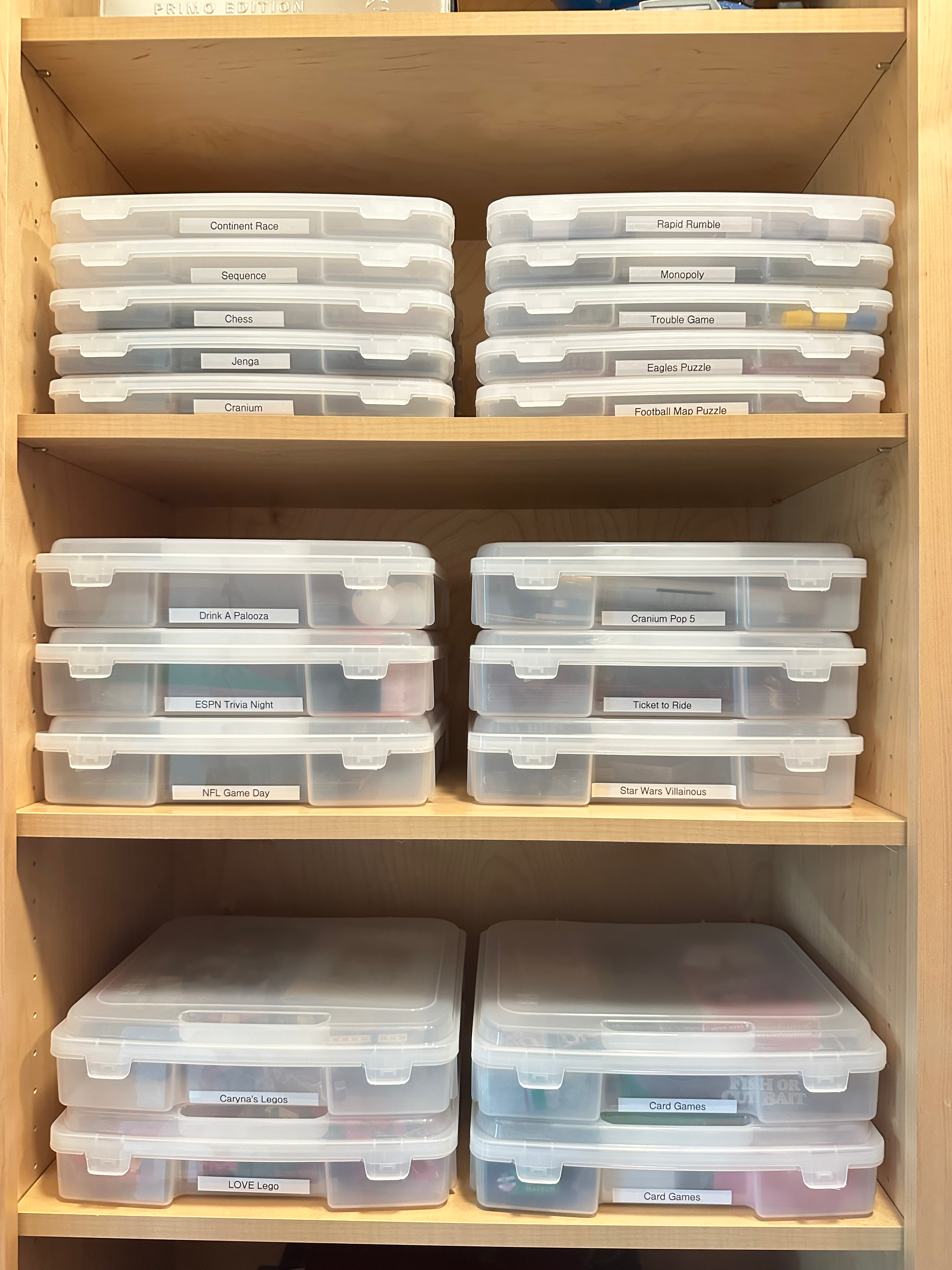 Playroom organized with labeled containers in a Montgomery NJ home