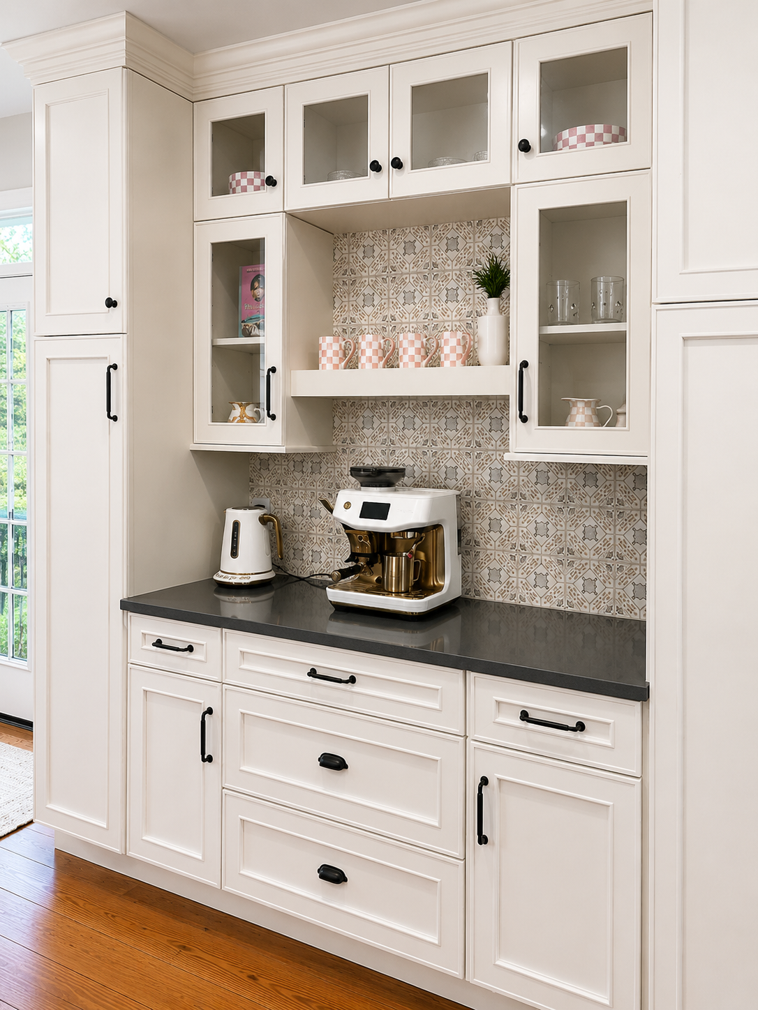 Organized coffee bar and pantry in a Summit NJ home