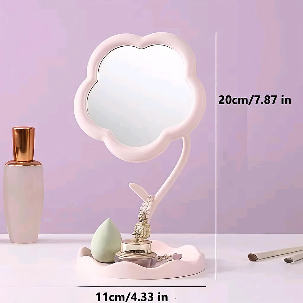 Classy flower vanity mirror with storage tray, 20cm