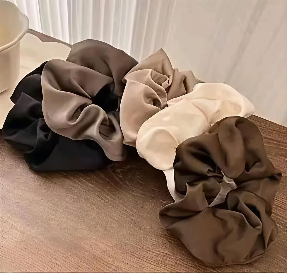 Classic black, brown, and beige scrunchies