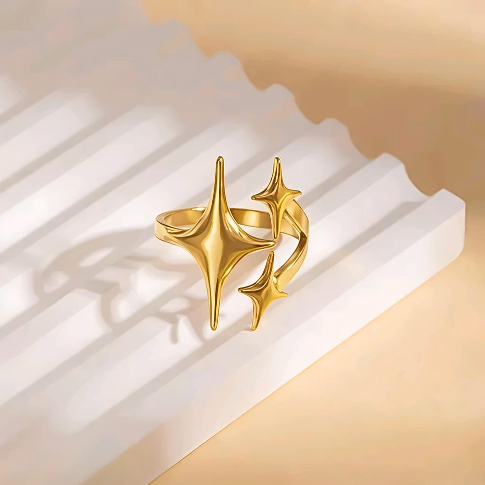 Abstract gold starburst ring