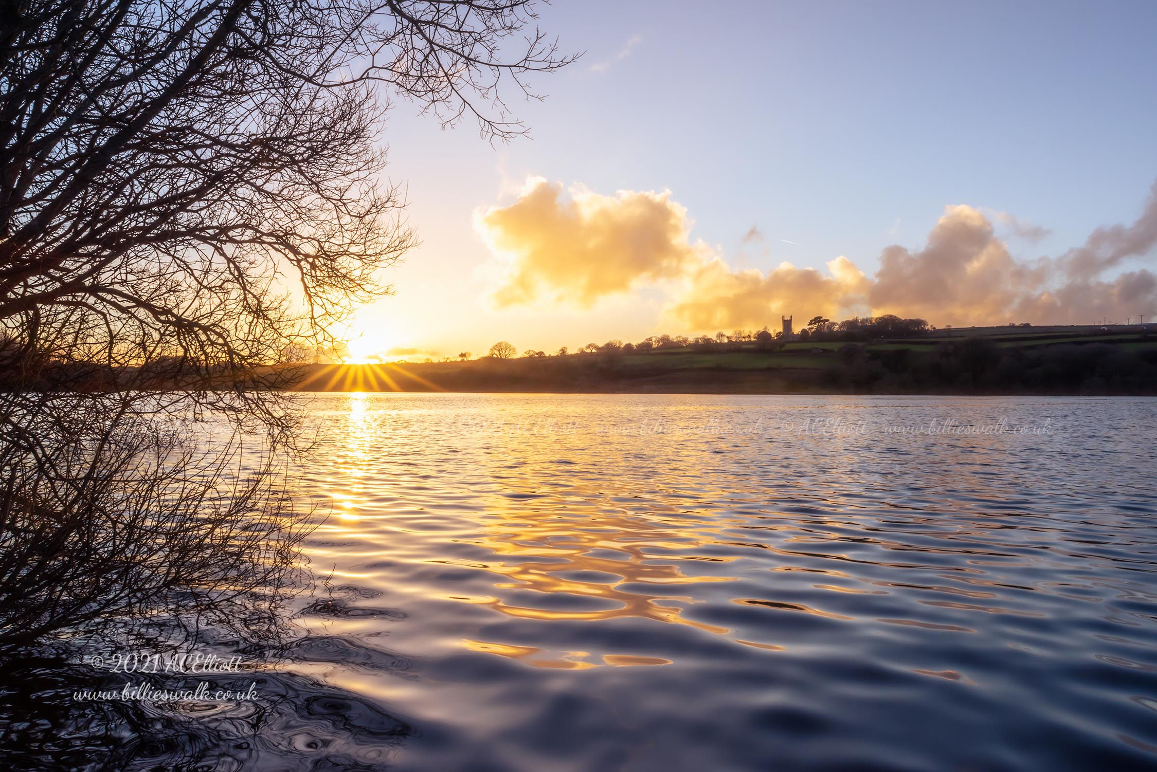 Sunset lit ripples on Argal Reservoir photo and fine art print