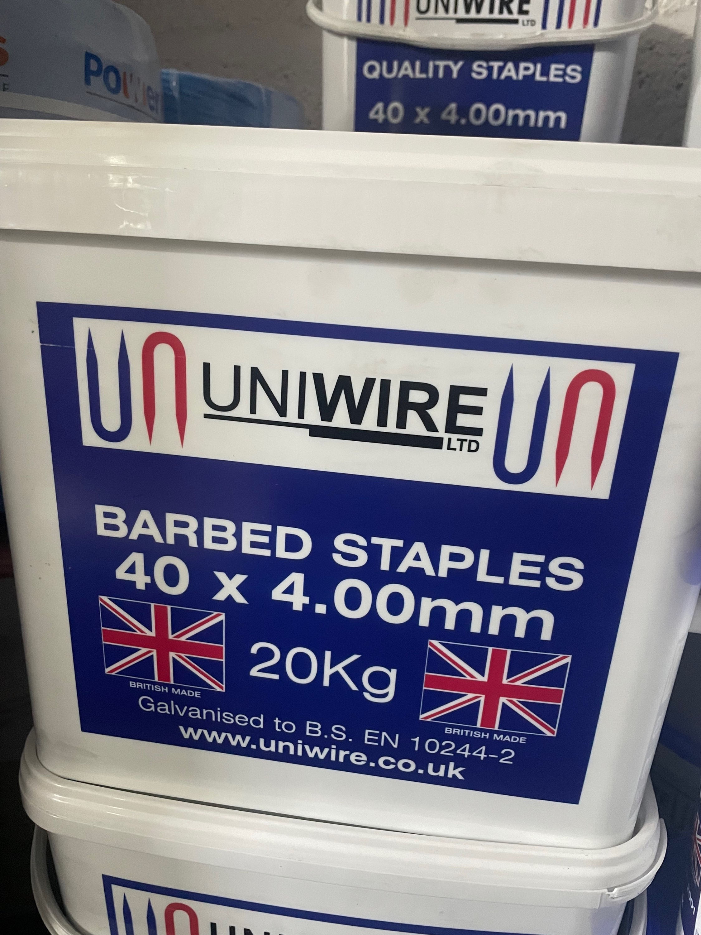 UniWire Barbed Staples 40x4.00mm 20kg 
