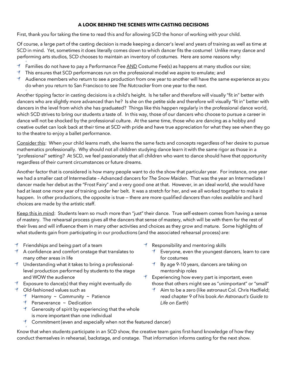 Notes on Casting page 1