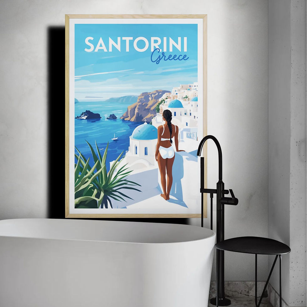 Thumbnail: Santorini, Greece, Wall Art Travel Poster – Vibrant Coastal Art Print