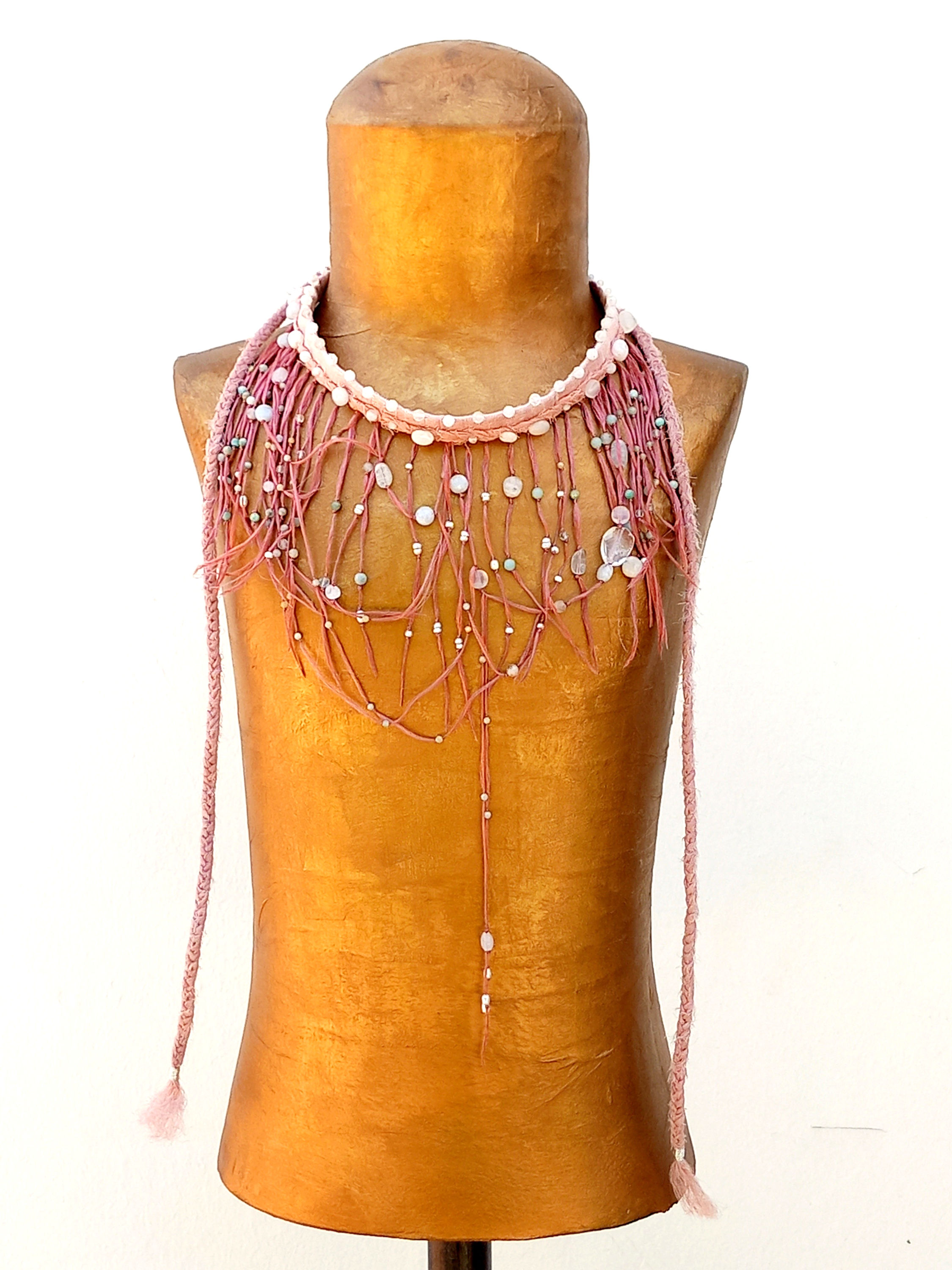 MIX CHOKER + CORDONES ROSA PALO FLECOS