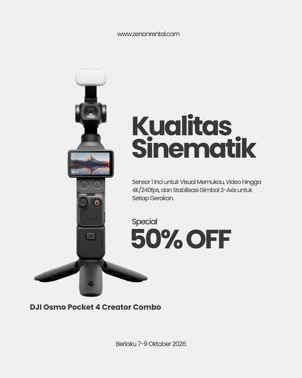 Kualitas Sinematik — 50% OFF Sewa DJI Osmo Pocket 4 Creator Combo 🎬