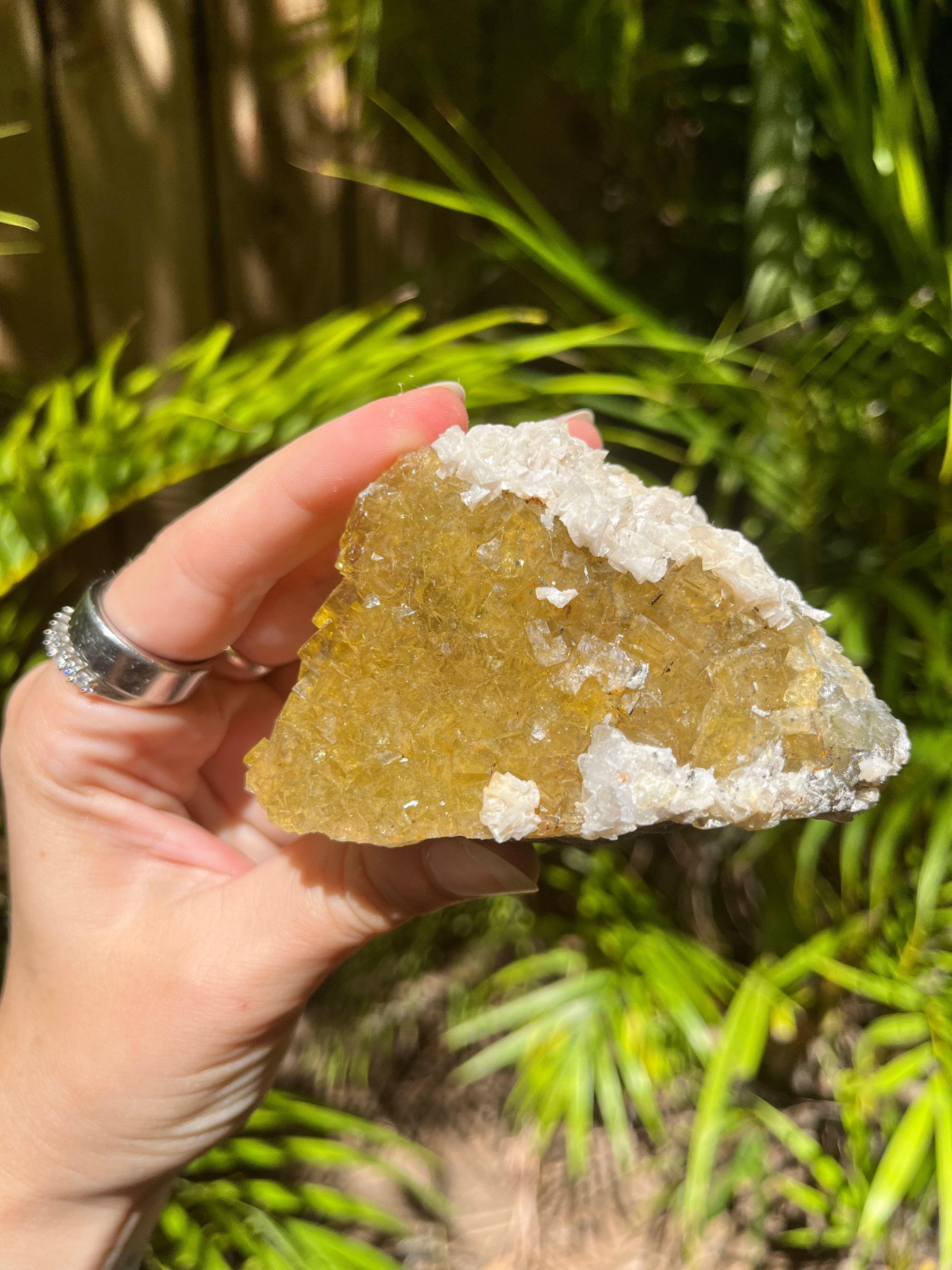 Raw Yellow Fluorite with Calcite 