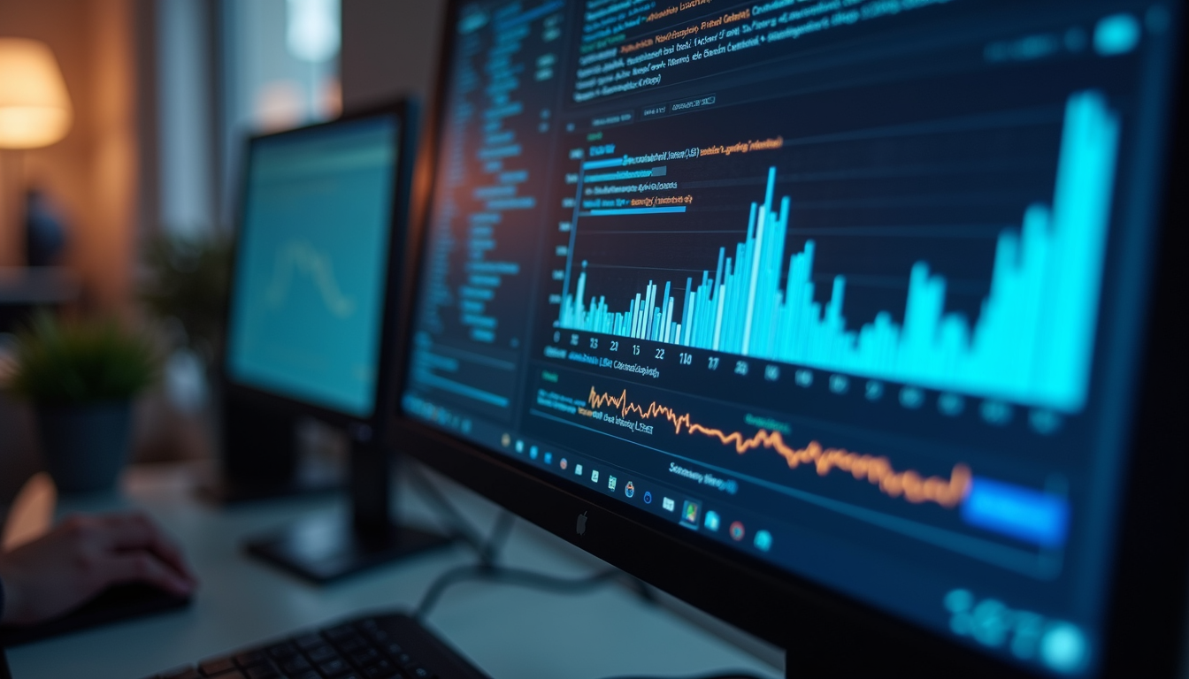 Close-up view of a computer screen displaying AI fraud detection software