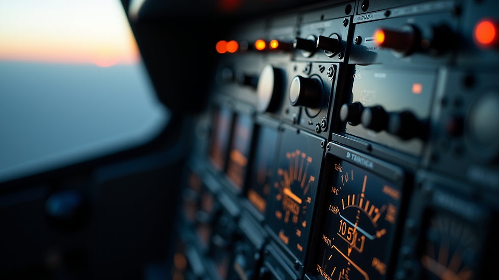 Close-up view of avionics panel in an aircraft cockpit