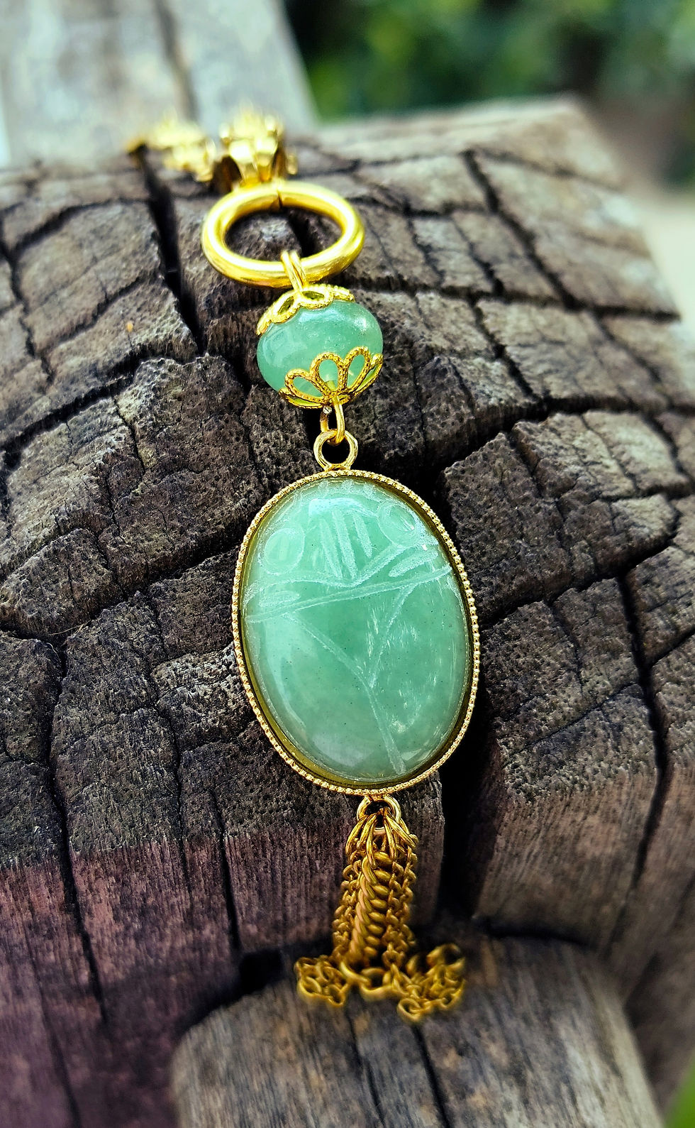 Miniature : Collier LOCKET SCARABÉE AVENTURINE 