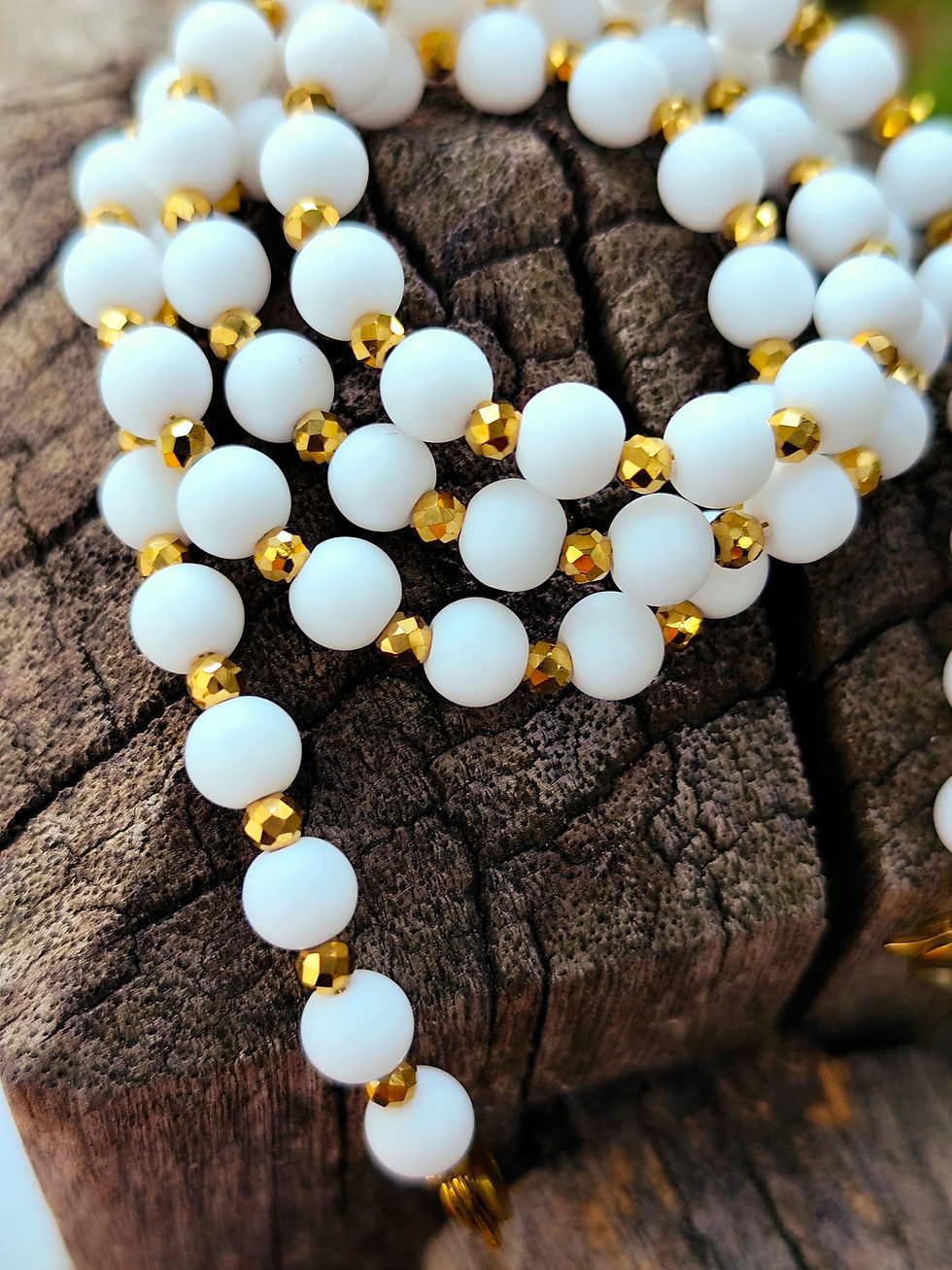 Miniature : Collier LOCKET AGATES BLANCHES 