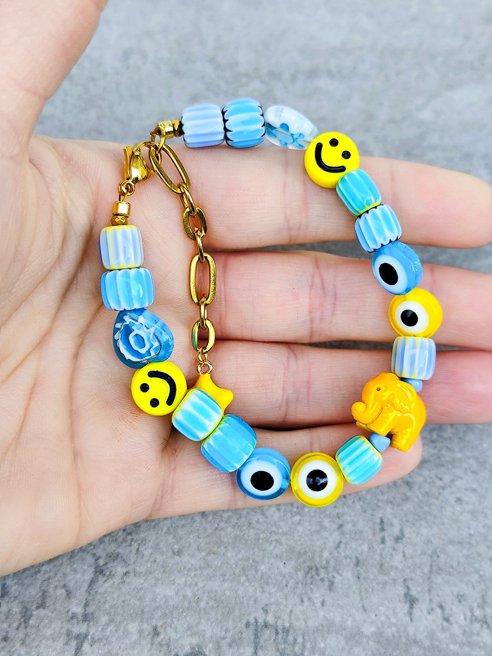 Miniature : Bracelet HAPPY JAUNE BLEU