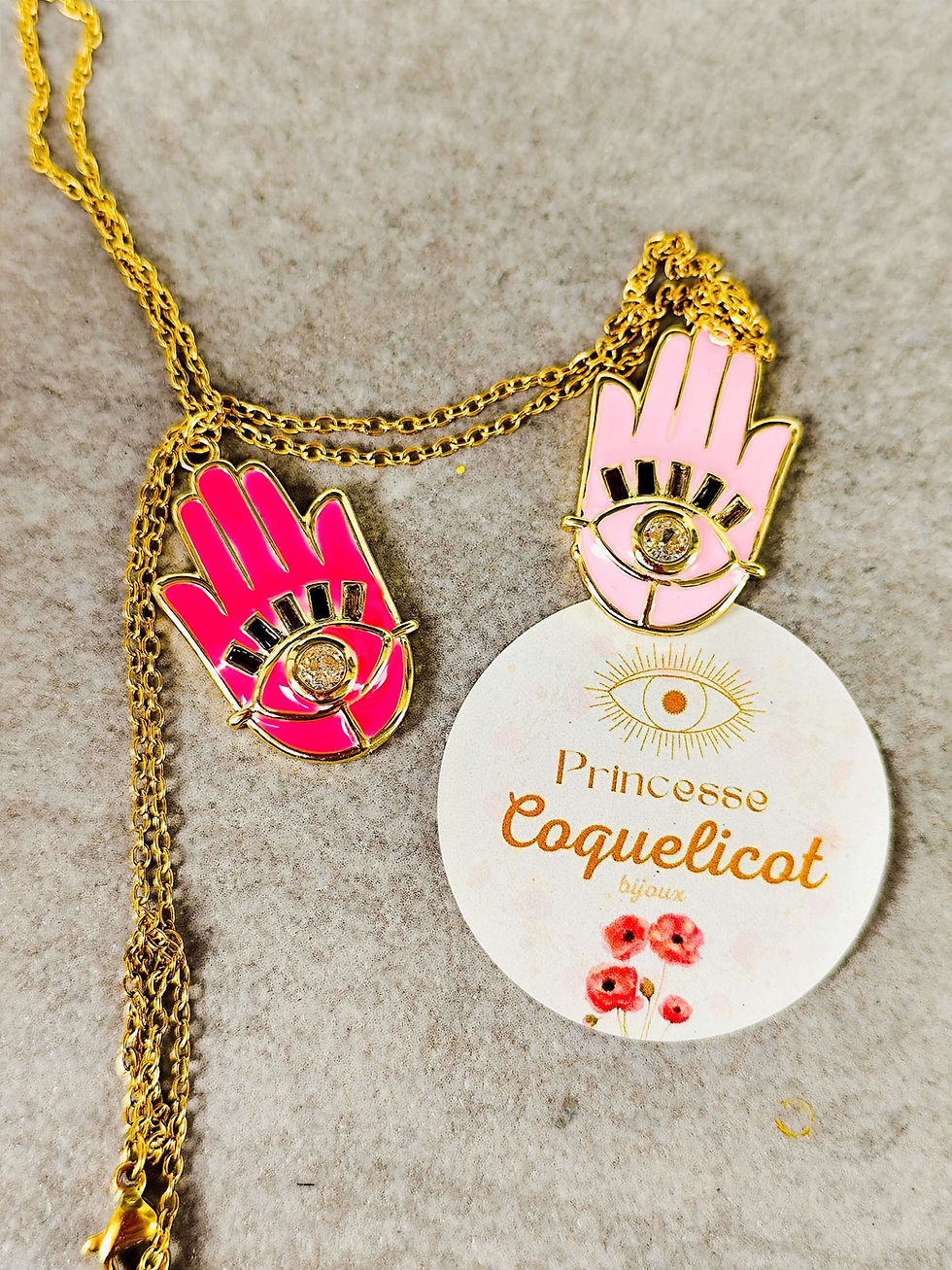 Miniature : Collier KHAMSA Fushia