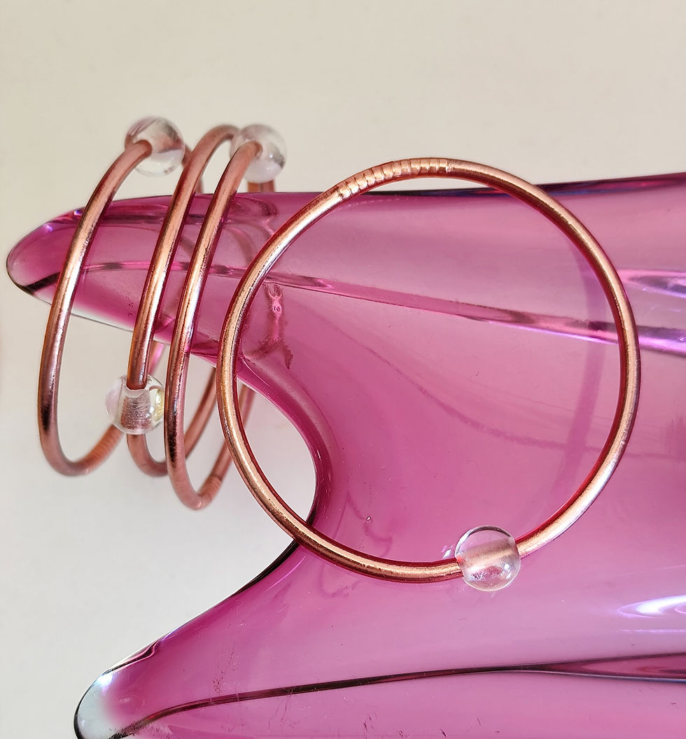 Miniature : JONC AURA PINK GOLD Quartz transparent 