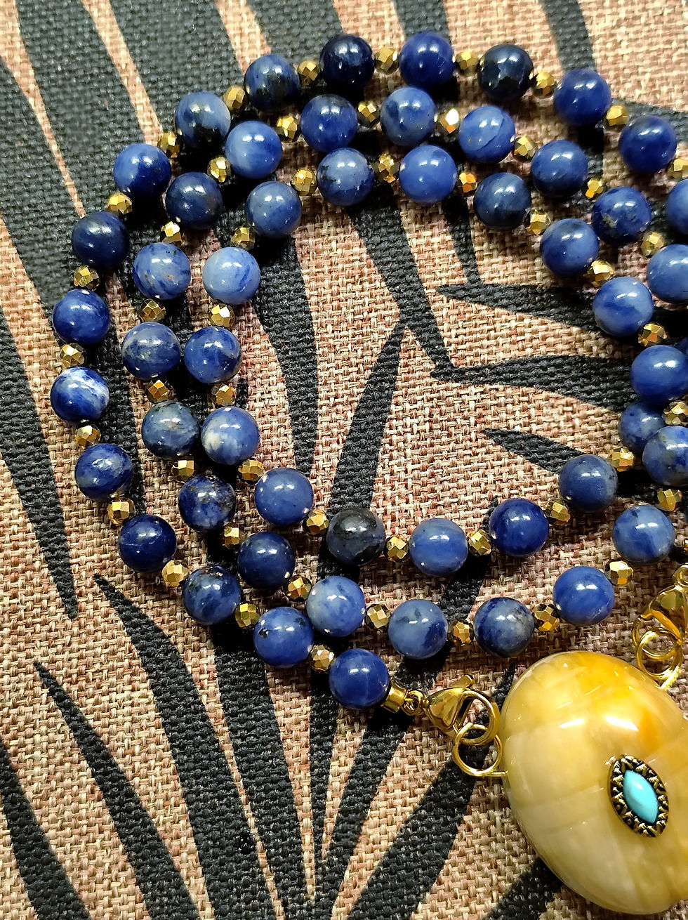 Miniature : Collier LOCKET SODALITE SCARABÉE 