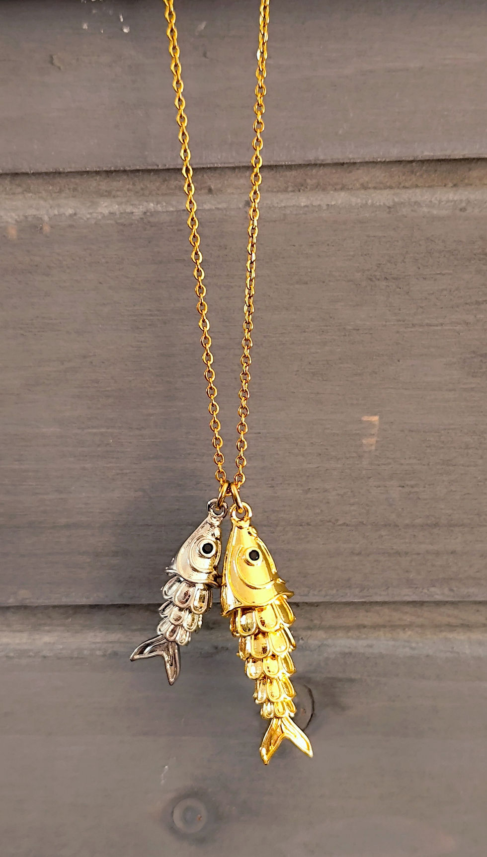 Miniature : Collier DOUBLE FISH DORÉ 