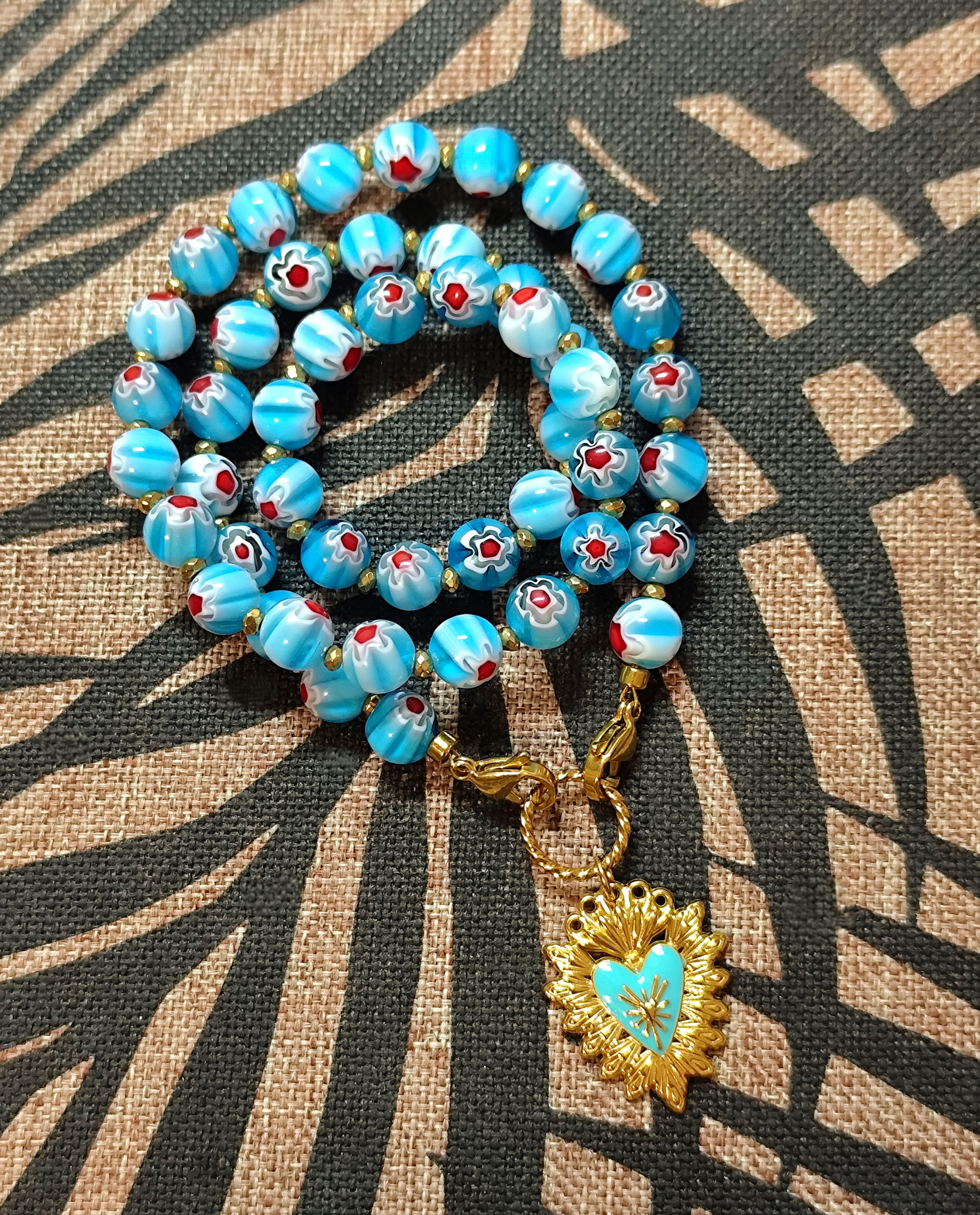 Collier LOCKET MILLEFLORI BLUE HEART