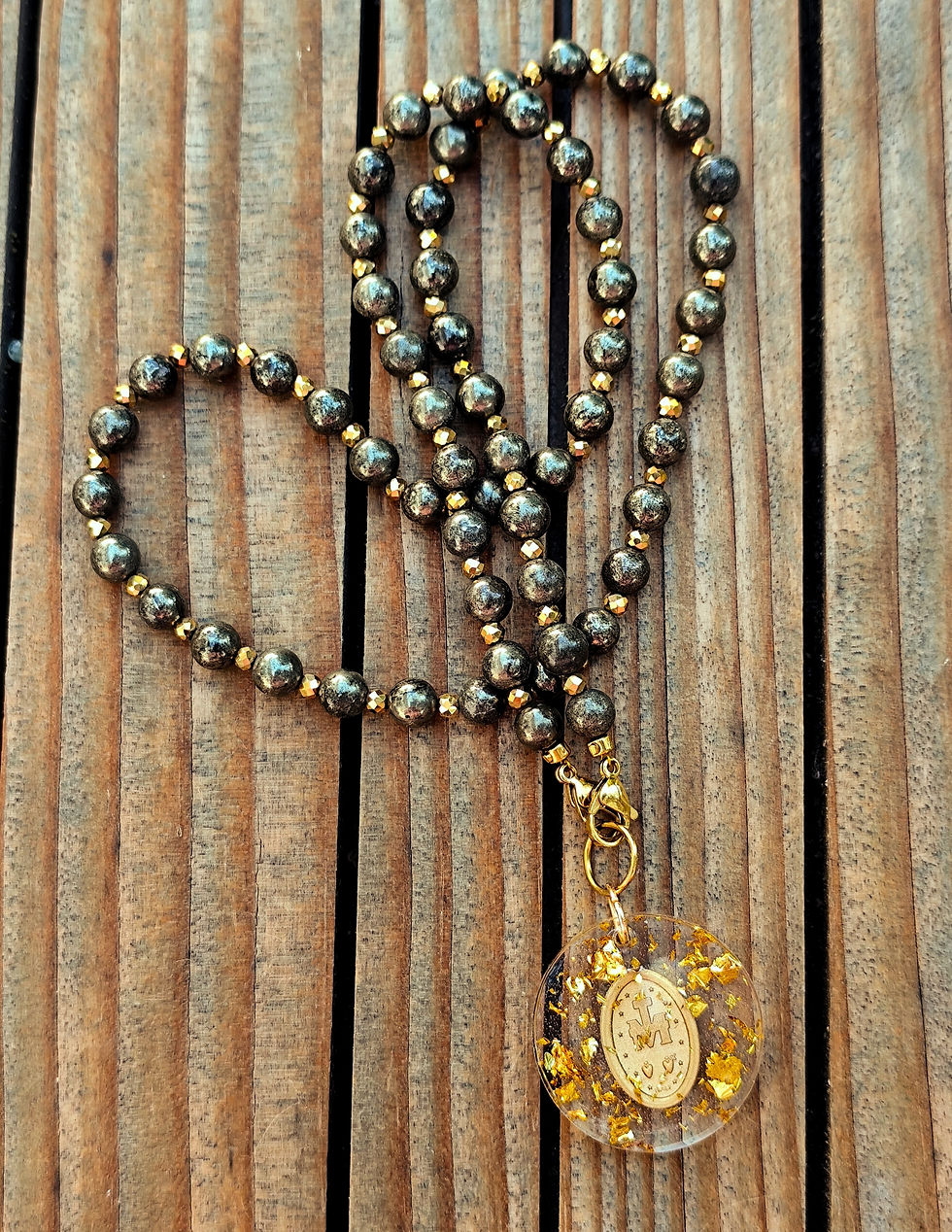 Miniature : Collier LOCKET MARIE PYRITE
