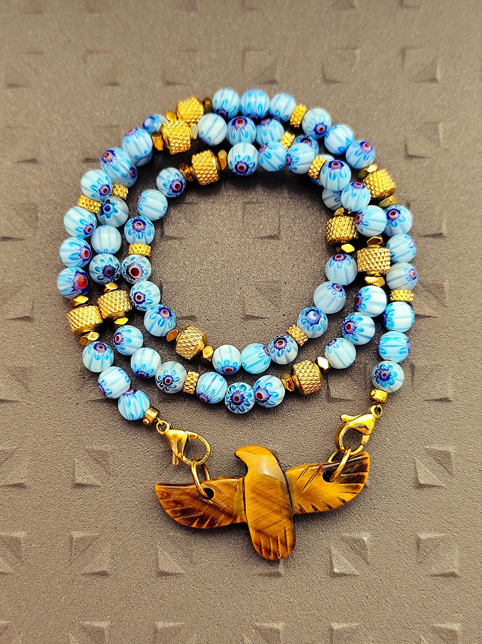 Miniature : Collier LOCKET MILLEFLORI BLUE & GOLD