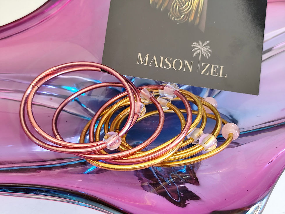 Miniature : JONC AURA PINK GOLD Quartz transparent 