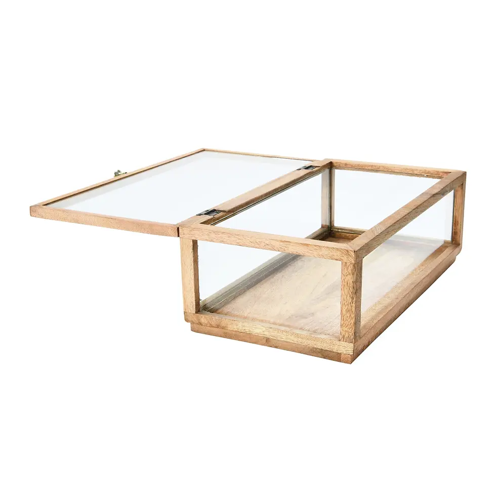 Thumbnail: Mango Wood and Glass Display Box with Lid
