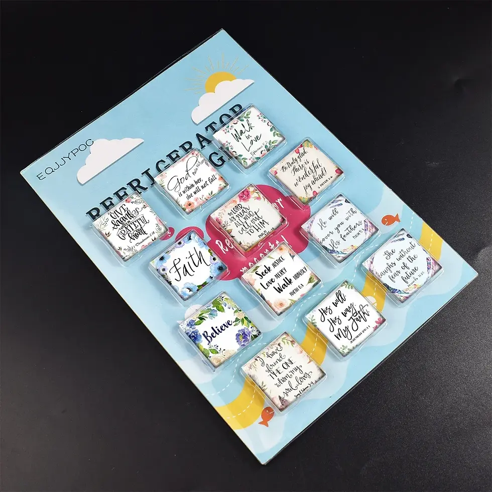 Thumbnail: Baptism Center 12‑Piece Bible Verse Glass Fridge Magnet Set — Christian Decor